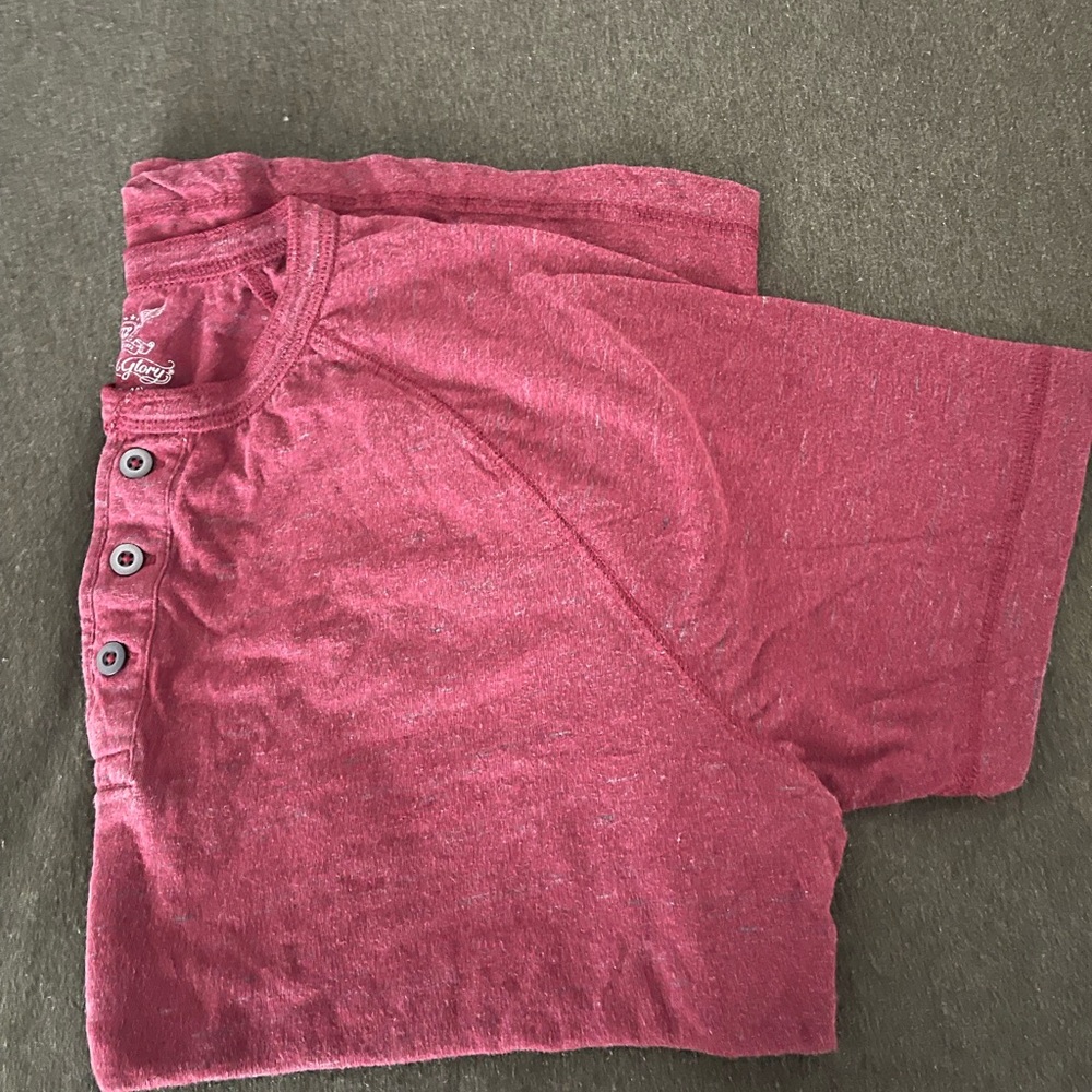 Faded Glory Red Short Sleeve Henley Shirt